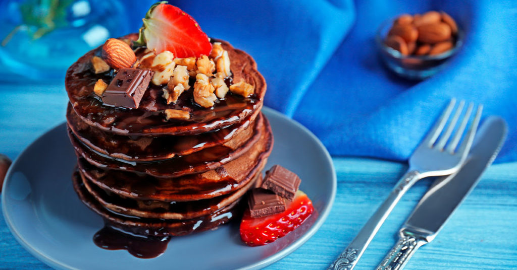 Imagen de hot cakes de avena y chocolate