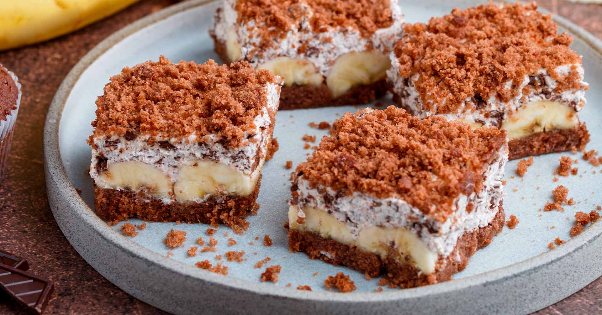 Brownies de chocolate, plátano y avena sin azúcar