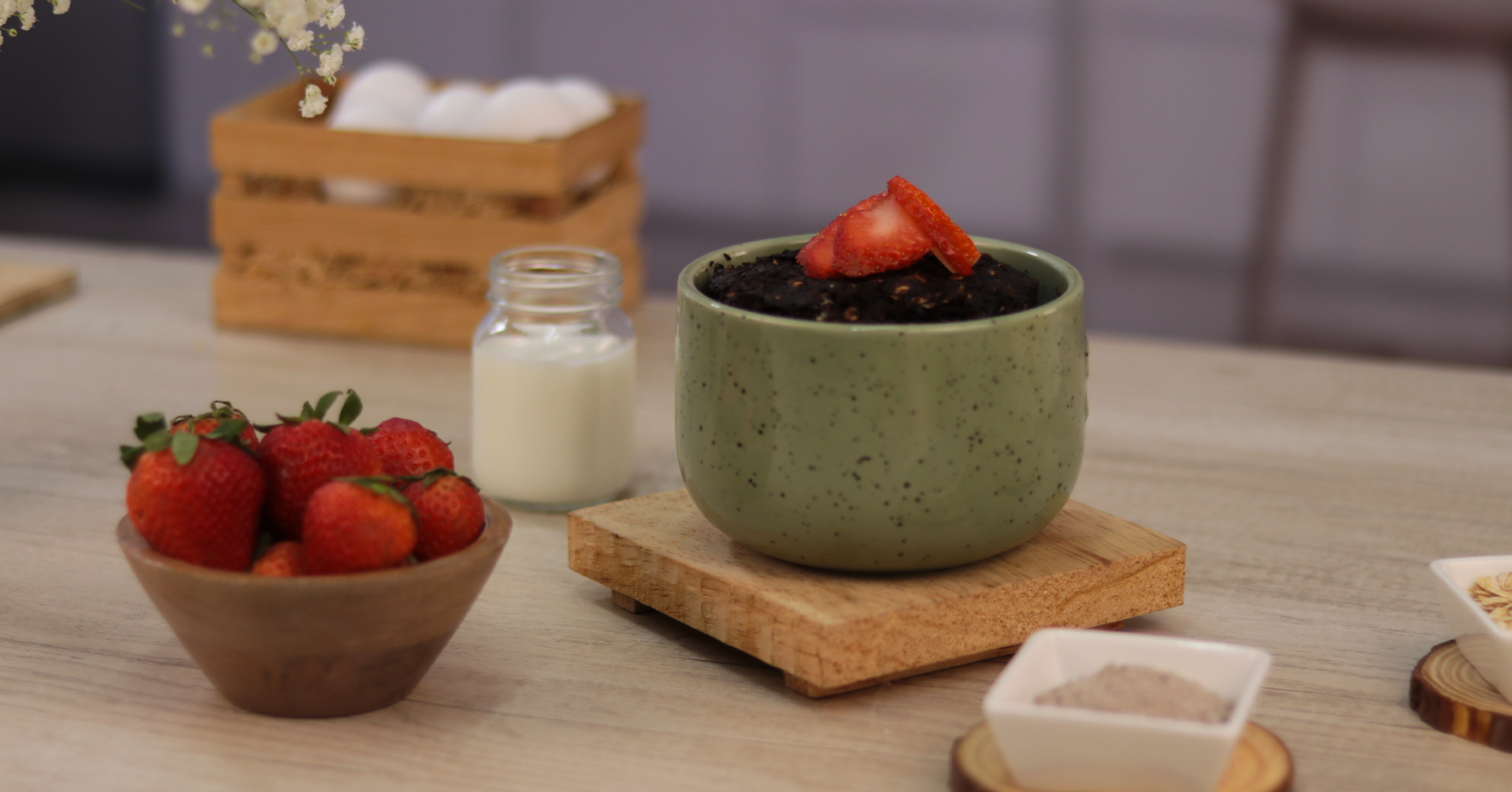 Mug cake de avena con chocolate